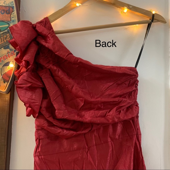 ❤️ Gorgeous Deep Red Fashionable Party One Shoulder Top - Picture 5 of 15